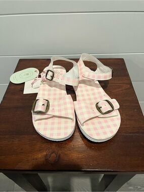 Sweet honey Pink & White Gingham Buckle Sandals